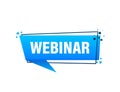 Webinar blue button, icon. Vector design illustration. Royalty Free Stock Photo