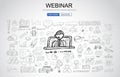 Webinar concept with Business Doodle design style: online format Royalty Free Stock Photo