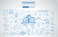 Webinar concept with Business Doodle design style: online format Royalty Free Stock Photo