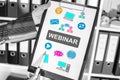 Webinar concept on a clipboard Royalty Free Stock Photo