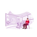 Webinar concept illustration. Educational web seminar, internet class. Video conferencing and online meeting workspace pages. Royalty Free Stock Photo