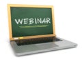 Webinar concept. Laptop with chalkboard and chalk.