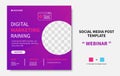 Webinar digital marketing training social media post template. online promotion web banner design vector Royalty Free Stock Photo