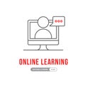 Webinar e-learning line black icon