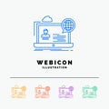 webinar, forum, online, seminar, website 5 Color Line Web Icon Template isolated on white. Vector illustration