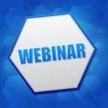 Webinar in hexagon, flat design