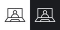 Webinar Icon Set. Online Training Video Virtual Workshop Vector Symbol in a black filled and outlined style. Distance Education Royalty Free Stock Photo