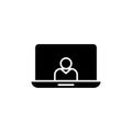 Webinar Icon Set. Online Training Video Virtual Workshop Vector Symbol in a black filled and outlined style. Distance Education Royalty Free Stock Photo