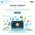 Webinar. Internet conference. Web based seminar. Distance Learning. E-learning Training business concept. Video tutorials. Online Royalty Free Stock Photo