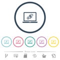 Webinar on laptop flat color icons in round outlines Royalty Free Stock Photo