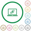 Webinar on laptop flat icons with outlines Royalty Free Stock Photo