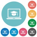 Webinar on laptop flat round icons Royalty Free Stock Photo