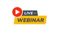 Webinar live virtual event icon, online video training broadcast. Live webinar workshop stream video conference podcast. Royalty Free Stock Photo