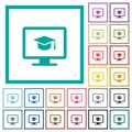 Webinar on monitor flat color icons in circle shape outlines Royalty Free Stock Photo