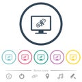 Webinar on monitor flat color icons in round outlines Royalty Free Stock Photo