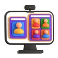 Webinar Online Meetings 3D illustration Royalty Free Stock Photo