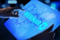 Webinar, Online training, Education and E-learning concept on virtual screen. Royalty Free Stock Photo