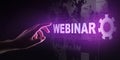 Webinar, Online training, Education and E-learning concept on virtual screen. Royalty Free Stock Photo