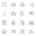 Webinar line icons collection. Interactive, Engaging, Collaborative, Online, Educational, Training, Workshop vector and