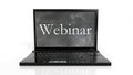 Webinar text written on laptop blackboard screen