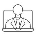 Webinar thin line icon, e learning and education