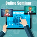 Webinar Training, Online Conference and Education using Mobile Device Royalty Free Stock Photo