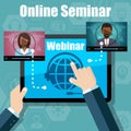 Webinar Training, Online Conference and Education using Mobile Device Royalty Free Stock Photo