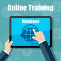 Webinar Training, Online Conference and Education using Mobile Device Royalty Free Stock Photo