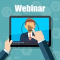 Webinar Training, Online Conference and Education using Mobile Device Royalty Free Stock Photo