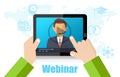 Webinar Training, Online Conference and Education using Mobile Device Royalty Free Stock Photo