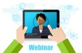 Webinar Training, Online Conference and Education using Mobile Device Royalty Free Stock Photo