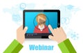 Webinar Training, Online Conference and Education using Mobile Device Royalty Free Stock Photo