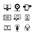 Webinar training online icons set, simple style