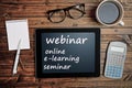 Webinar word on tablet Royalty Free Stock Photo