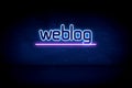 Weblog - blue neon announcement signboard