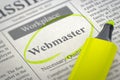 Webmaster Hiring Now. 3D. Royalty Free Stock Photo