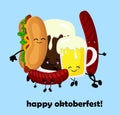 WebOktoberfest. Grilled sausages, beer and hot dog are best friends Royalty Free Stock Photo