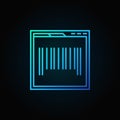 Webpage with barcode blue concept icon or symbol