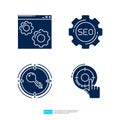 Webpage browser setting, SEO setting with gear wheel, target key keyword, internet marketing advertising target. SEO Search Engine Royalty Free Stock Photo