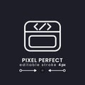 Webpage coding white linear desktop icon on black