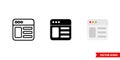 Webpage icon of 3 types color, black and white, outline. Isolated vector sign symbol.