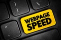 Webpage Speed text button on keyboard, concept background Royalty Free Stock Photo