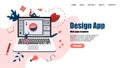 Webpage Template. Flat vector graphic design concept with an open design application with a creative project