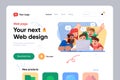 Webpage template with teamwork illustration