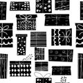 WebSeamless pattern of Christmas hand drawn silhouette, black and white gift box