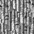 Webseamless pattern depicting buildings in the form of old tower