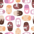 WebSeamless pattern with slippers for home. Vector background.