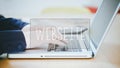 Webseite, German text for Website text over young man typing on Royalty Free Stock Photo