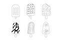 WebSet of hand-drawn outline ice cream. Hand drawn doodle design Royalty Free Stock Photo