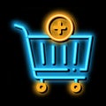 webshop cart basket neon glow icon illustration